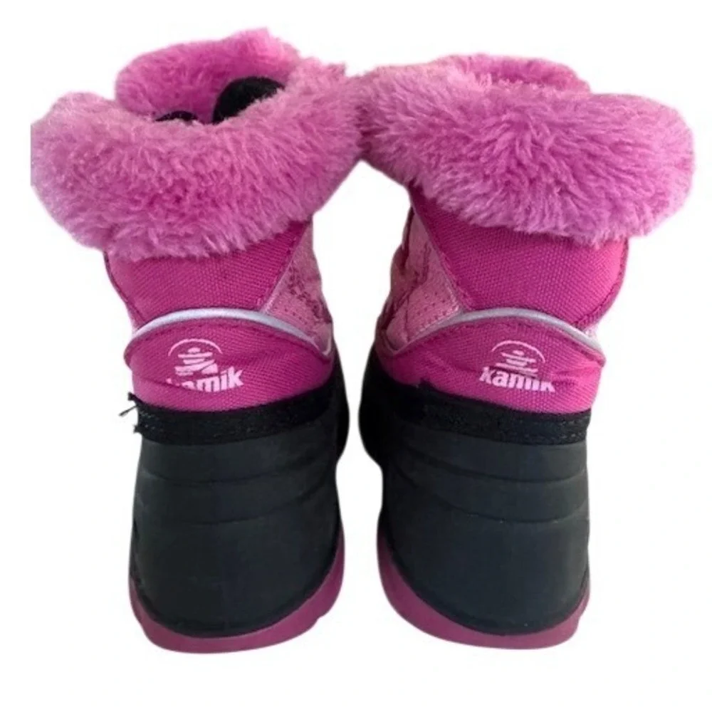 Kamik Pink Glitter Flower Waterproof Winter Snow Boots Wool Lining Toddler -‎ 7